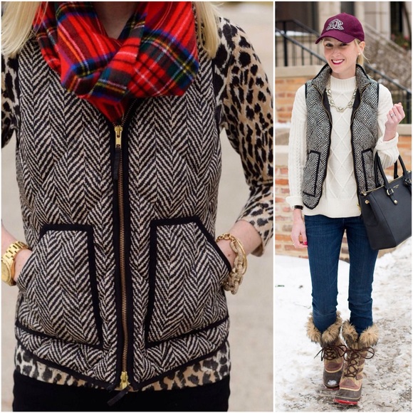 SOLD 🧡 j. crew // herringbone quilted puffer vest - Picture 7 of 8